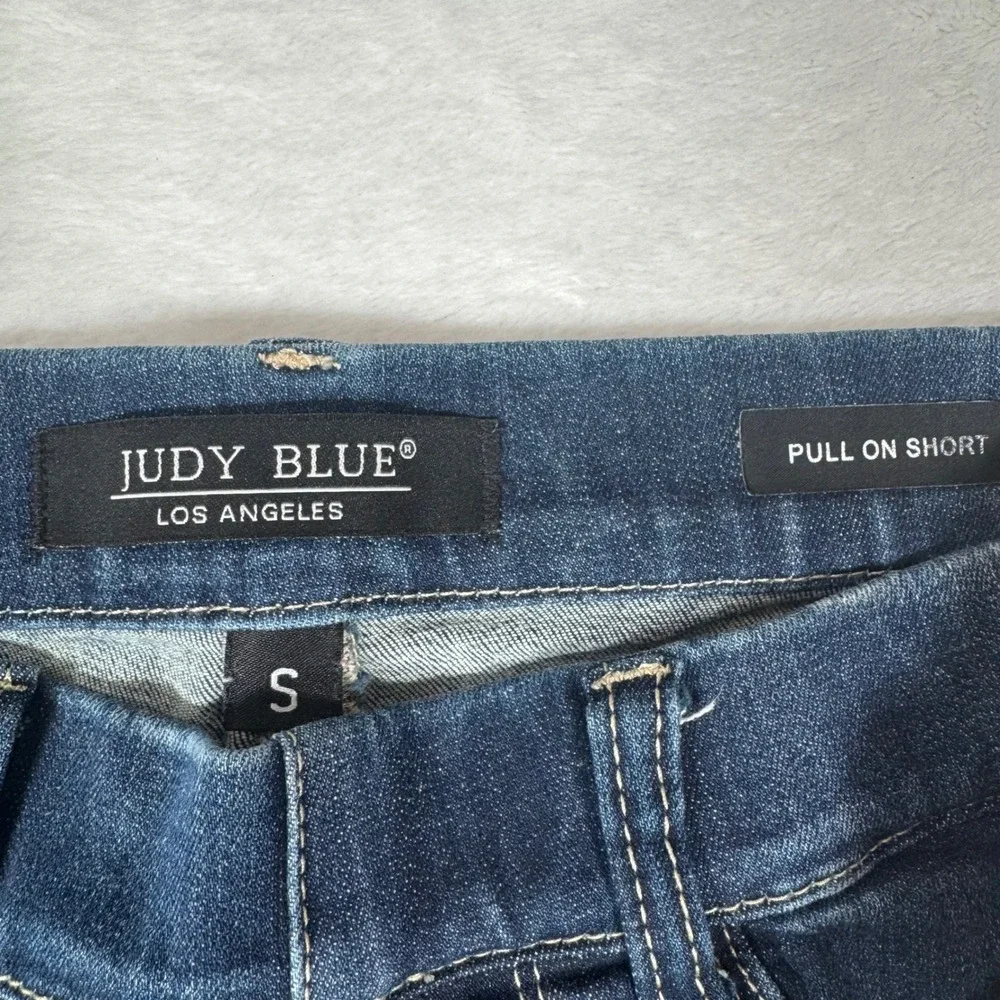 Judy Blue Dark Wash Pull On Cuffed Denim Shorts Small S JB150139 | Hi Waist Jean